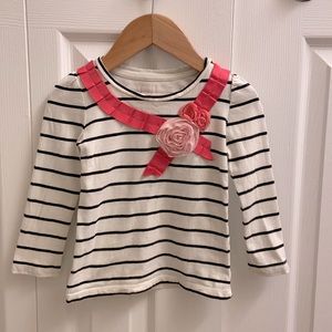 Toddler | Striped Long Sleeve Top Floral Detail